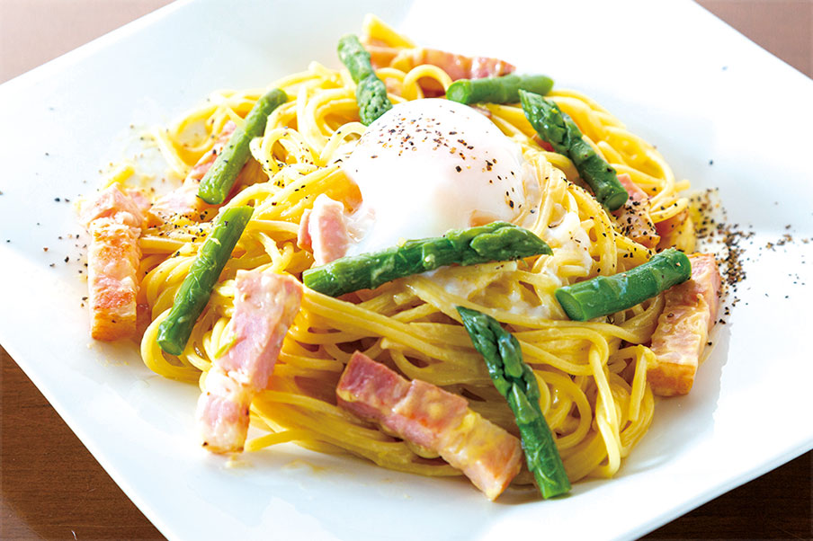 Carbonara with half-boiled egg